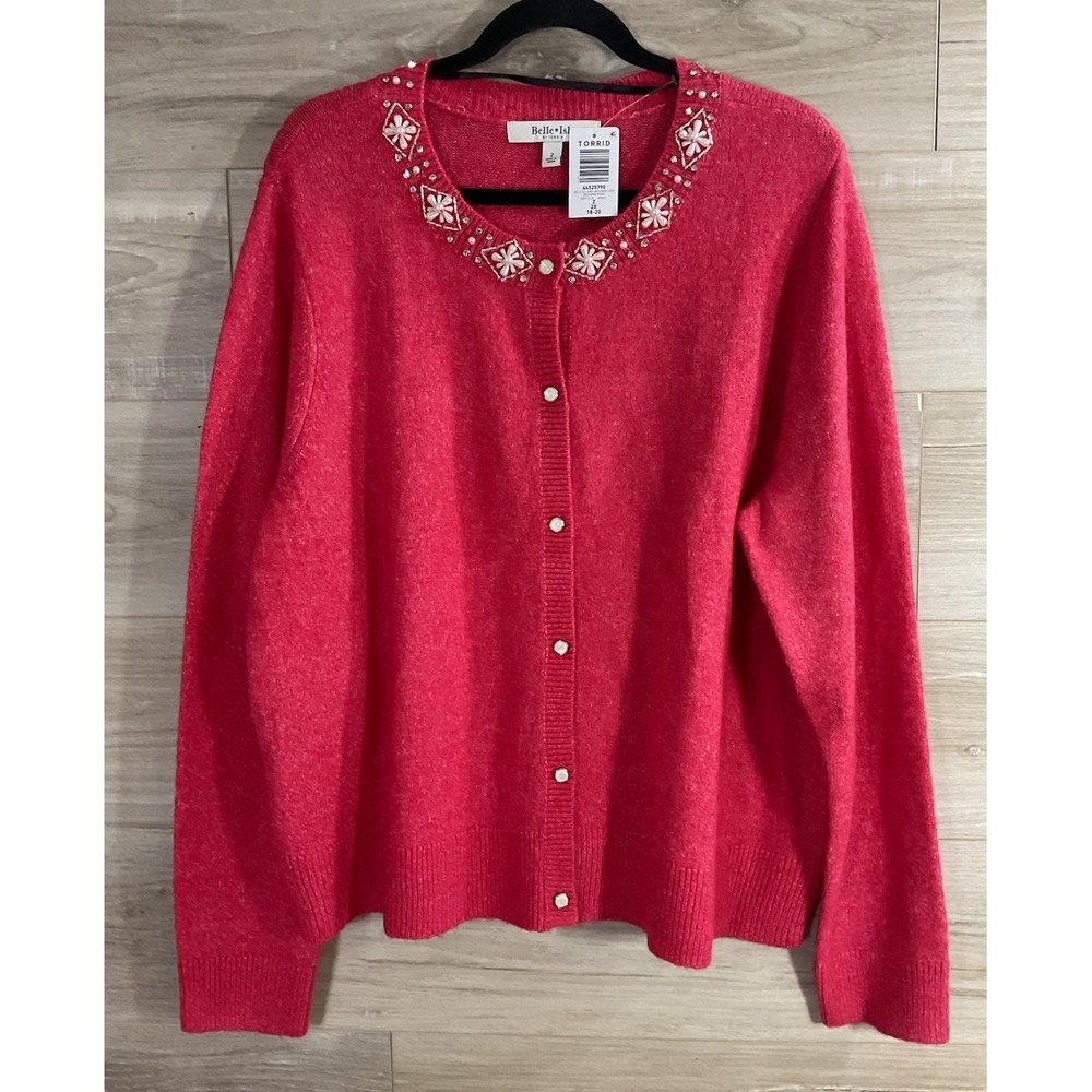 NEW Torrid Belle Isle Button Front Cardigan Jewel Neck Feminine 2 2X Pink Preppy